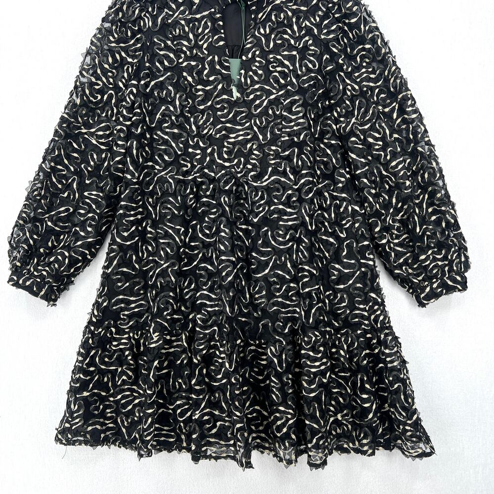 TUCKERNUCK Nightly Organza Palmerston Dress Womens Small Black Gold Swing Mini - Picture 10 of 16